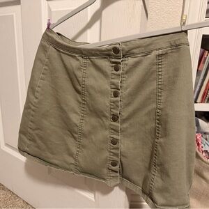 Green Jeanbitton Up Skirt